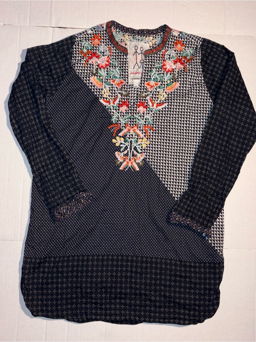 Johnny Was Embroidered Cotton Patchwork Dress Women’s Small